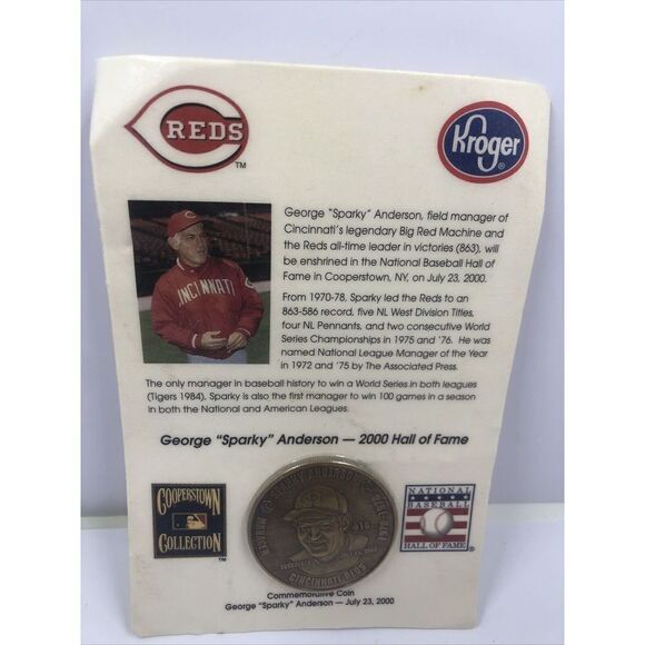 Cincinnati Reds George “ Sparky” Anderson Kroger 2000 HOF Commemorative Coin - Picture 1 of 7